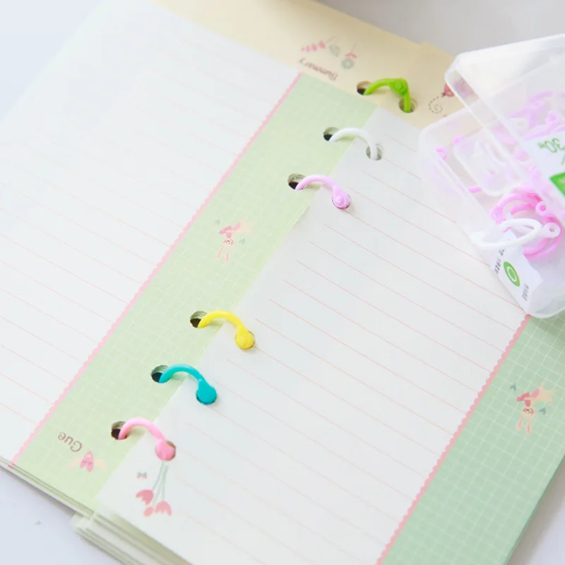 Colorful Transparent Plastic Spiral Binder Clip DIY Pocket Binder Loose-leaf File Folder Diary Clips Binding Rings Loose Ring