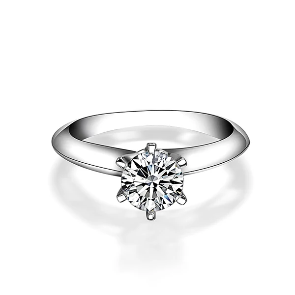 Moissanites Prong Setting Classic 18k White Gold Ring Women 6.5mm/1CT Wedding Ring Moissanites Jewelry