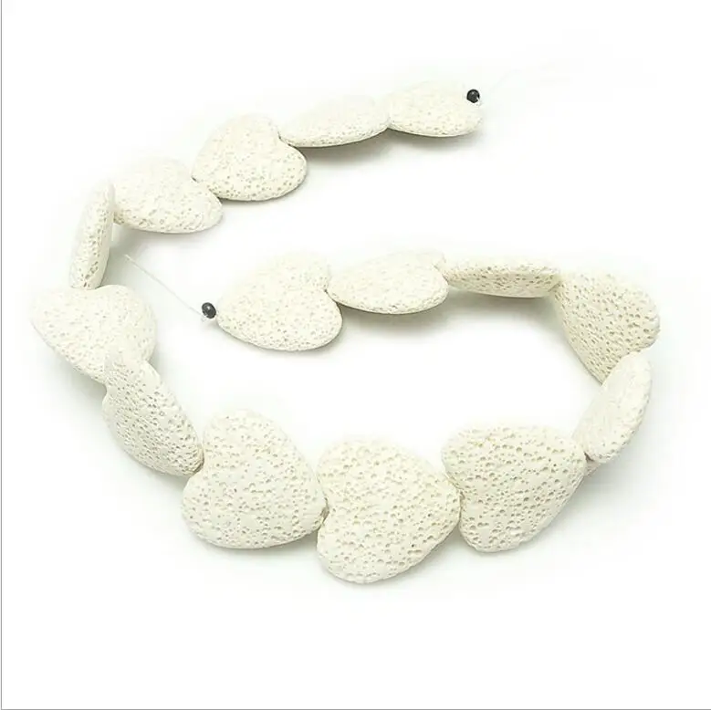 Natural Stone Black White Volcanic Lava Beads Heart Shape Rock Spacer Beads For Necklace Earrings DIY Jewelry Making Z833