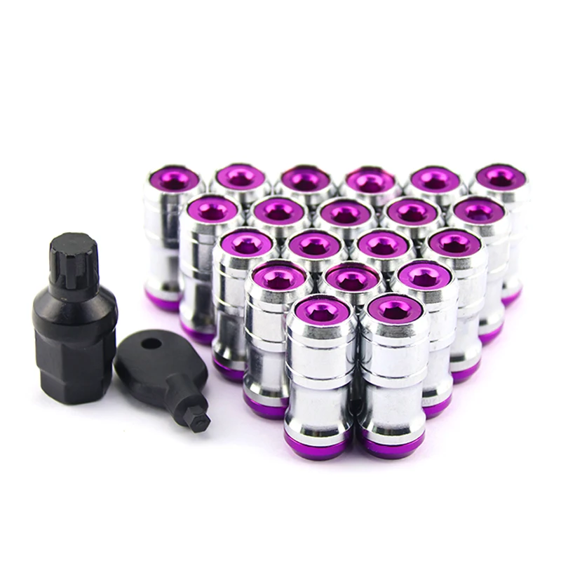 Leosport-New Style For Volk rays Wheel Nuts Iron Racing Lug Nuts 20pcs lock racing lug nuts+2 pcs security key Wheel Screw Nuts