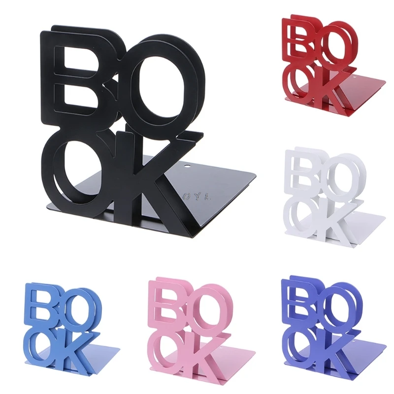 MIRUI Creative Alphabet Shaped Metal Bookends Iron Support Holder Desk Stand For Books Student Stationery School Office Supplies