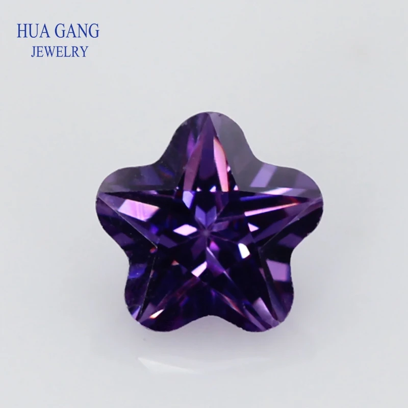 

Purple Pentacle Plum Shape Brilliant Cut CZ Stone Synthetic Gems Cubic Zirconia For Jewelry Size 3x3~10x10mm