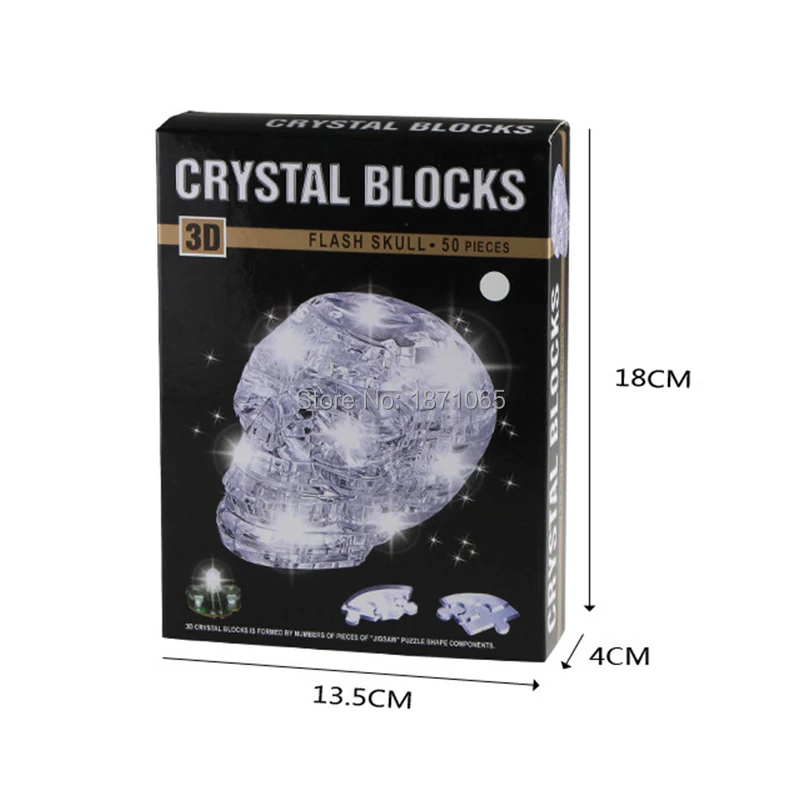 3D Crystal Puzzle with Flash Lighting Fun Skull Model DIY Learning Education Figure Toys for Children Home New Years Decoration