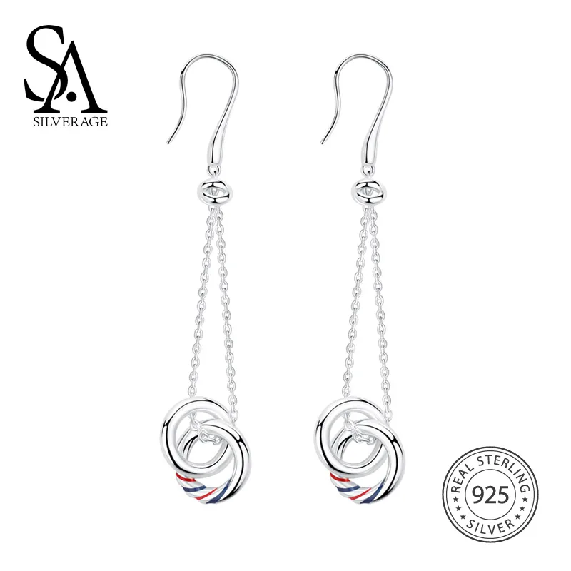 

SA SILVERAGE 925 Sterling Silver Europa Drop Dangle Earrings For Women Fine Jewelry New Arrival