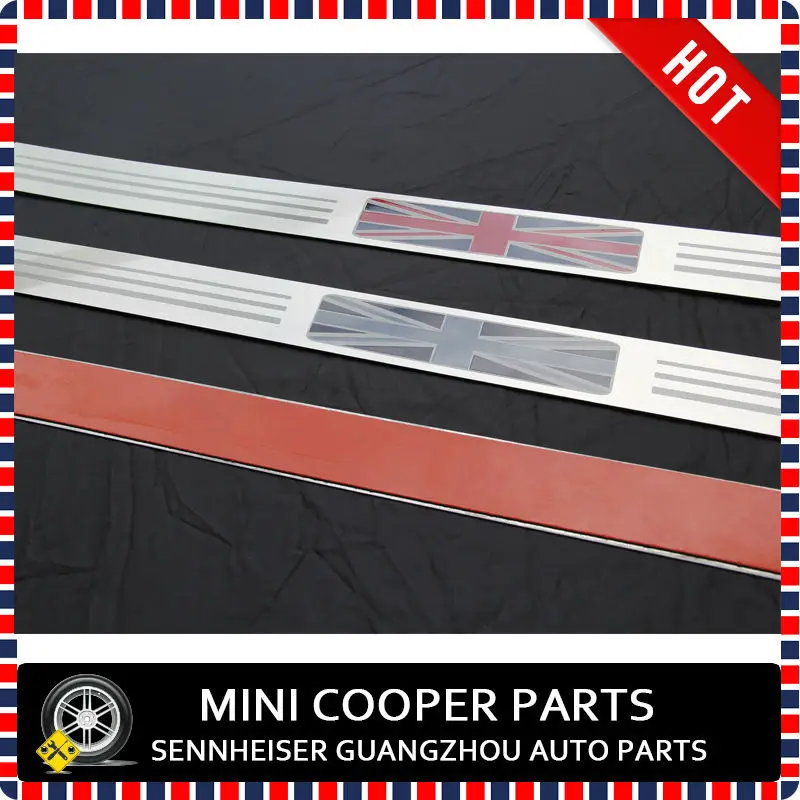 Brand New stainless steel Material UV Protected Black Union Jack Style Door Sill Plate For mini cooper S R56 only (2 pcs/Set)