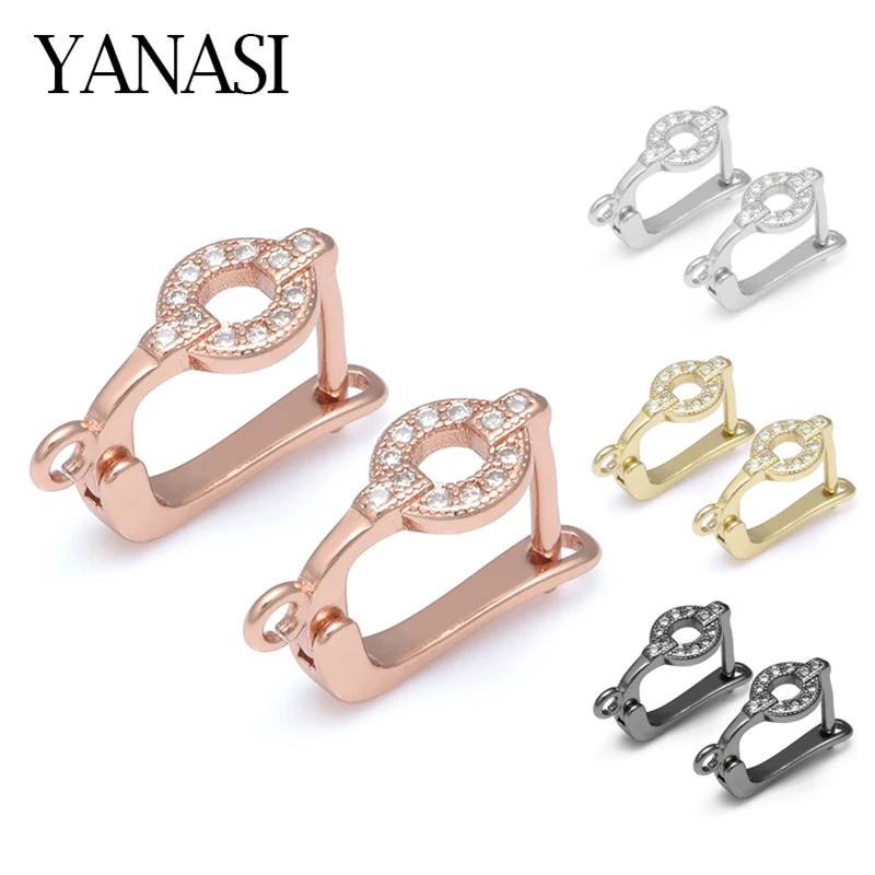 NEW Round Earring Hooks Findings Gold Silver Crystal  DIY Gift Jewelry Woman Tassle Earring Connector Jewellery