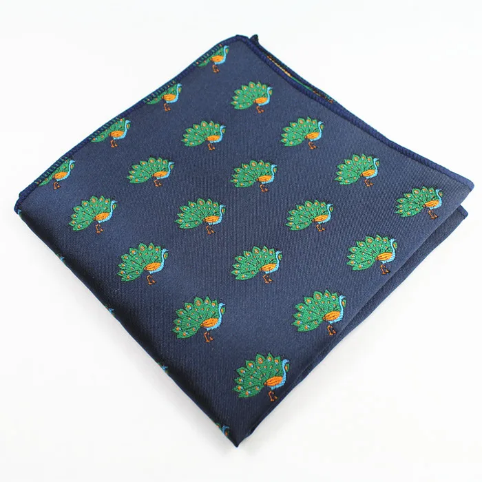 RBOCOTT Novelty Animal Pocket Squares Men's Fashion Blue Handkerchief 22cm*22cm Hanky For Business Party Suit Accessories