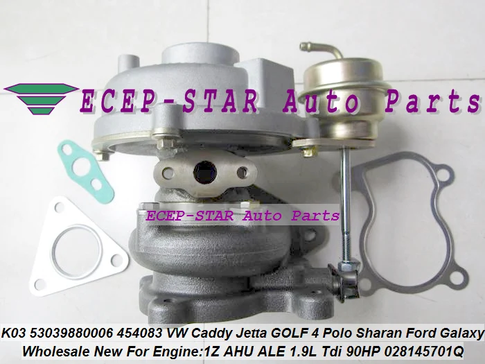Turbo K03 53039880006 53039880006 454083-0002 454083 028145701Q para Ford Galaxy VW Caddy GOLF 3 4 Sharan Vento 1Z AHU ALE 1.9L