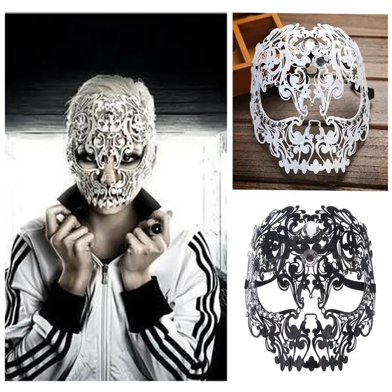 

1/2pcs Skeleton Face Mask With Diamond For Women And Men Cool Costume Prom Party Sexy Full Face Hollow Out Masquerade Skull Mask