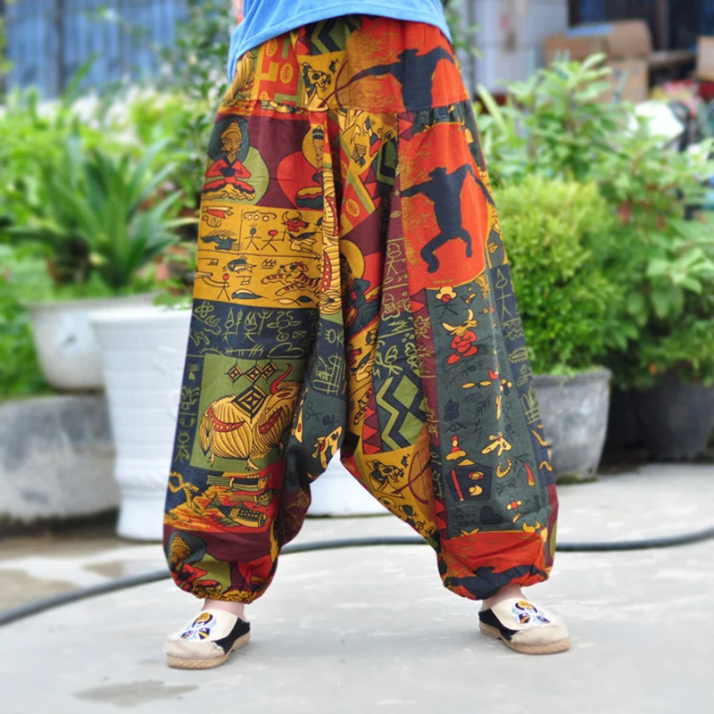 Men Women Dance Pants Big Crotch Trousers Wide Leg Pants Loose Version Couple Unisex Pant Ethnic