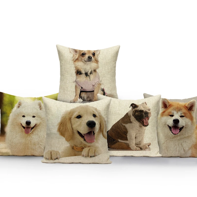 Golden Retriever Cushion Cover Animal Dog Throw Pillows Boston Terrier Decorative Cushions For Sofa Chihuahua Pillow Covers