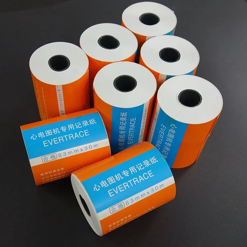 

10 pieces ECG printing paper ECG drawing 63mm*30m three-lead ECG machine dedicated ECG recording paper