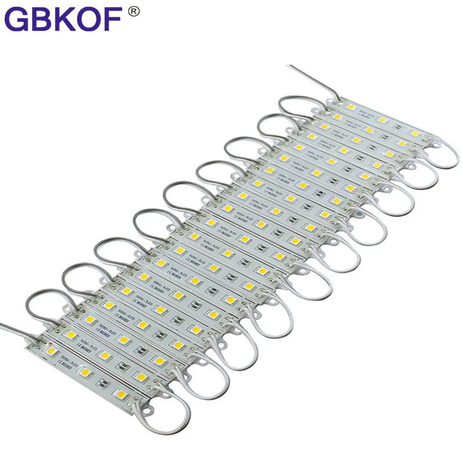 10PCS 5050 SMD 3LEDs LED Module White/Warm White Waterproof Light Advertising lamp DC 12V Wholesale