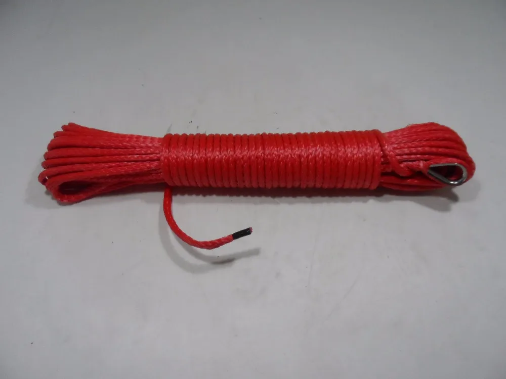 Red  4mm*15m ATV Winch Line,Boat Winch Rope,Plasma Winch Cable for Electric Winches,Synthetic Rope 2000lbs