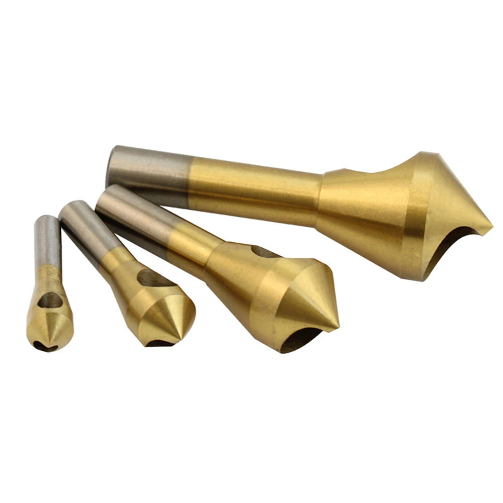 4 stücke HSS Titanize 90 Grad Crosshole Senker Entgraten Fase Bohrer Bit Set Tool