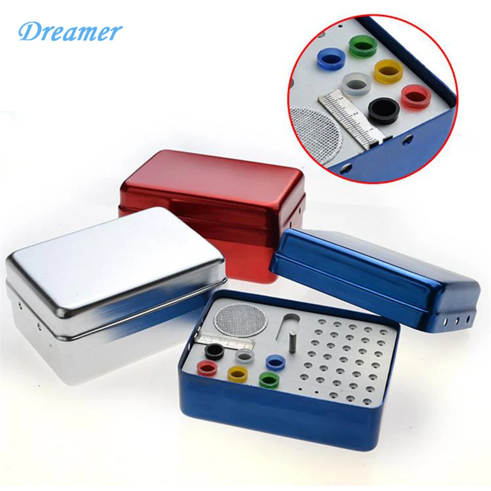 

Dental High temperature Bur Holder Aluminium 35 Holes Disinfection Box Silver Red Blue Color Kit Color Random