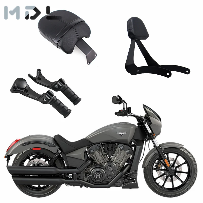 Black Rear Passenger Seat Foot Pegs Trest Pedals Footrest Sissy Bar Backrest For Victory Octane 2017 Motorcycle Accessories