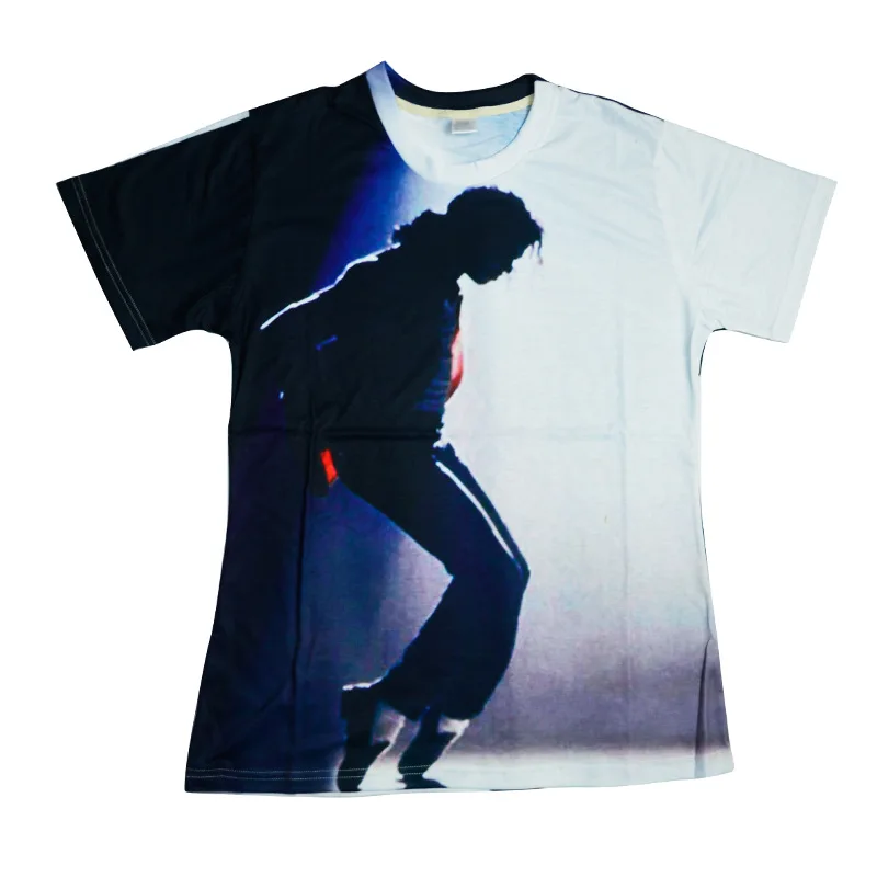 Rare MJ Michael Jackson Cool Punk Moonwalk Printing Pattern In Memory Tshirt Tee Causal Short Sleeve Cotton Cotton 100%