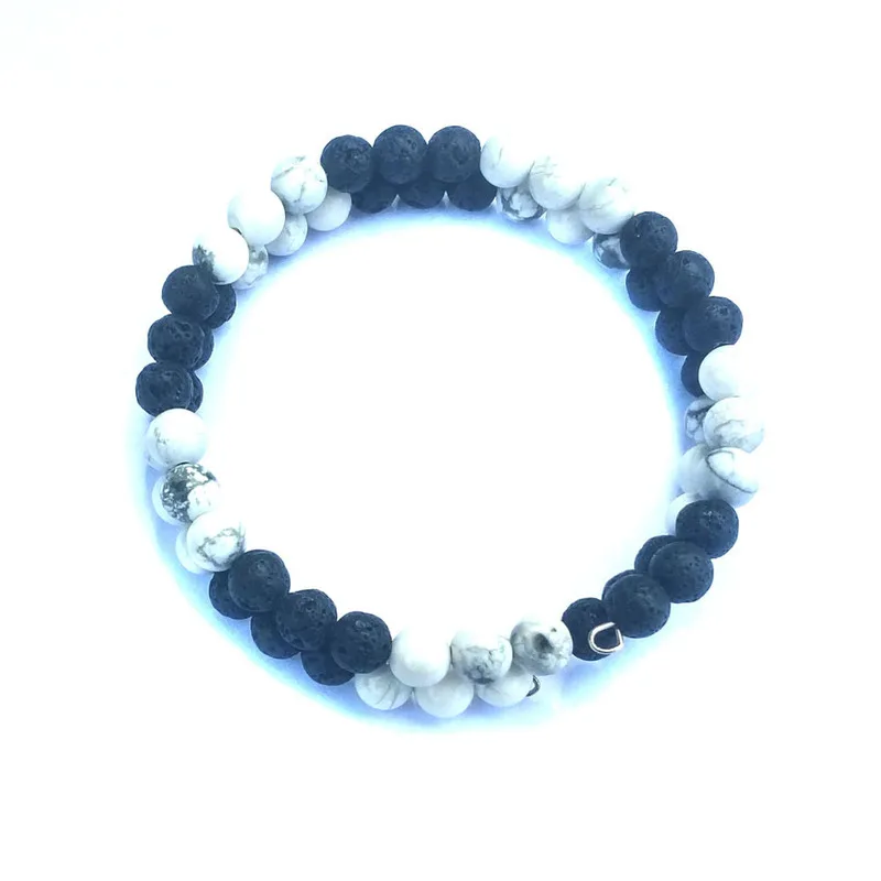 ASHMITA 2019 Wear Wire Lover Friendship 6mm Big 3 White Pine  Volcanic Stone Black And  Energy  Health Bracelet