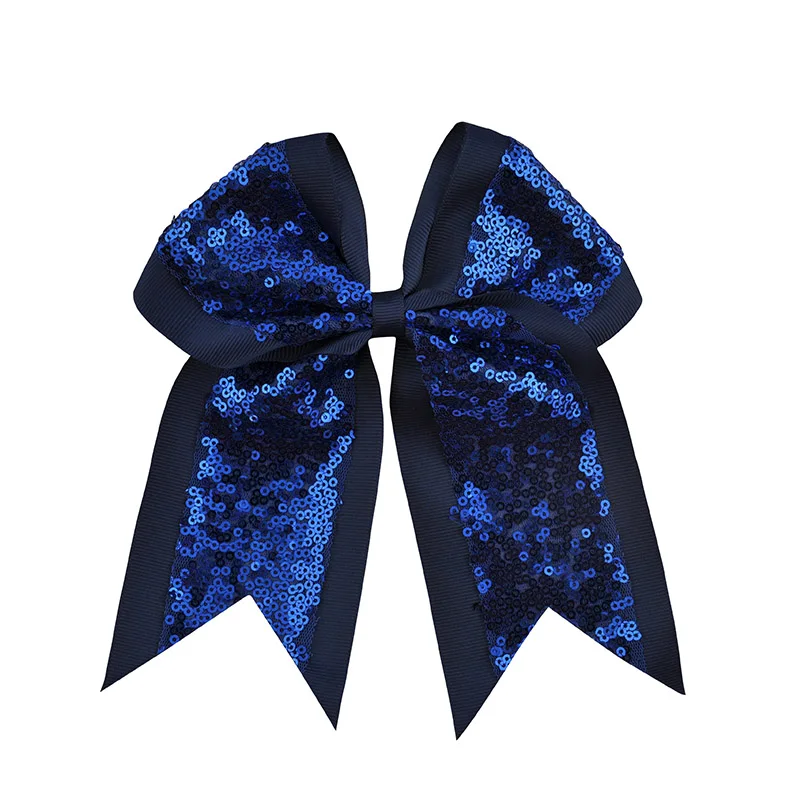 1Pc 8 Inch Fashion Sequin Bows Cheerleading Bow With Clip 2 Color Patchwork Hairpins School Kids Headwear Hair Accessories