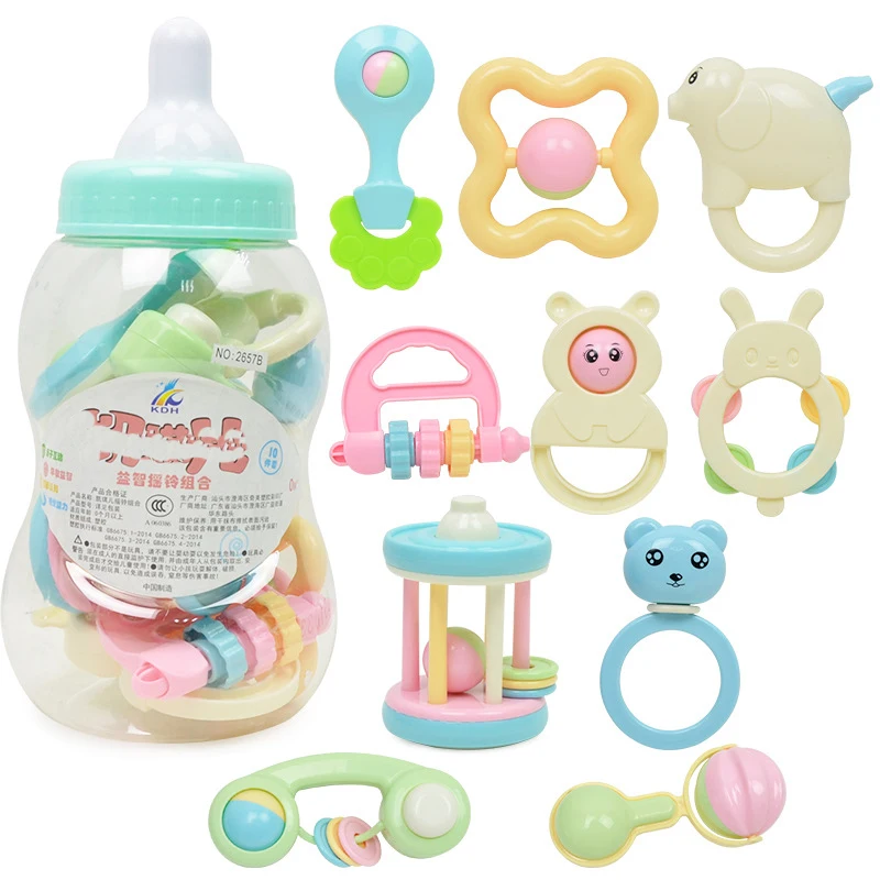 Simulated Feeding Bottle Rattle Suit Baby Toy Ring the Bell Teether Newborn Molar Tool Bed Bell Gift Toys for Baby