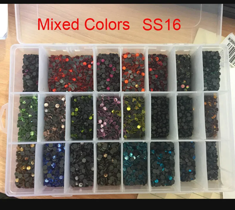 mixed Colour 1440pcs/Lot,SS16(3.8-4.0MM) DMC Hot Fix Rhinestone glass flatback loose rhinestones k9 shinning cut stones