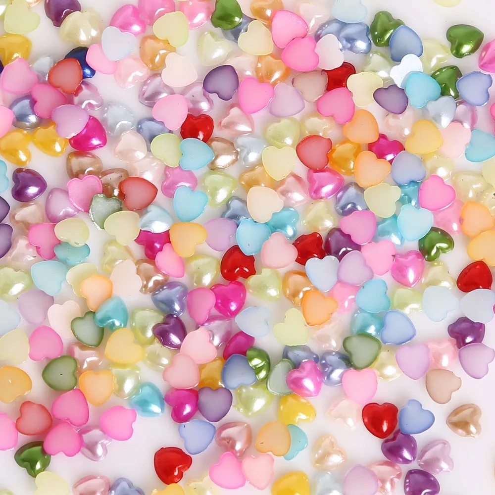 20-1000PCS Mix 37Colors Pearl Imitation Half Cabochon Flat Garment Decor Heart Flower ABS Beads Supplies DIY Sewing Accesories