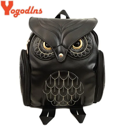 Yogodlns-mochila de piel sintética con búho para mujer, bolso de hombro de estilo escolar, color negro, gran oferta