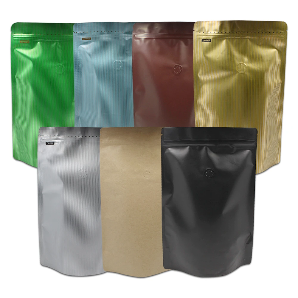 

20pcs/lot Resealable Colorful Zip Lock Stand Up Aluminum Foil Pouches Mylar Ziplock Bags Coffee Bean Packaging Bag with Valve