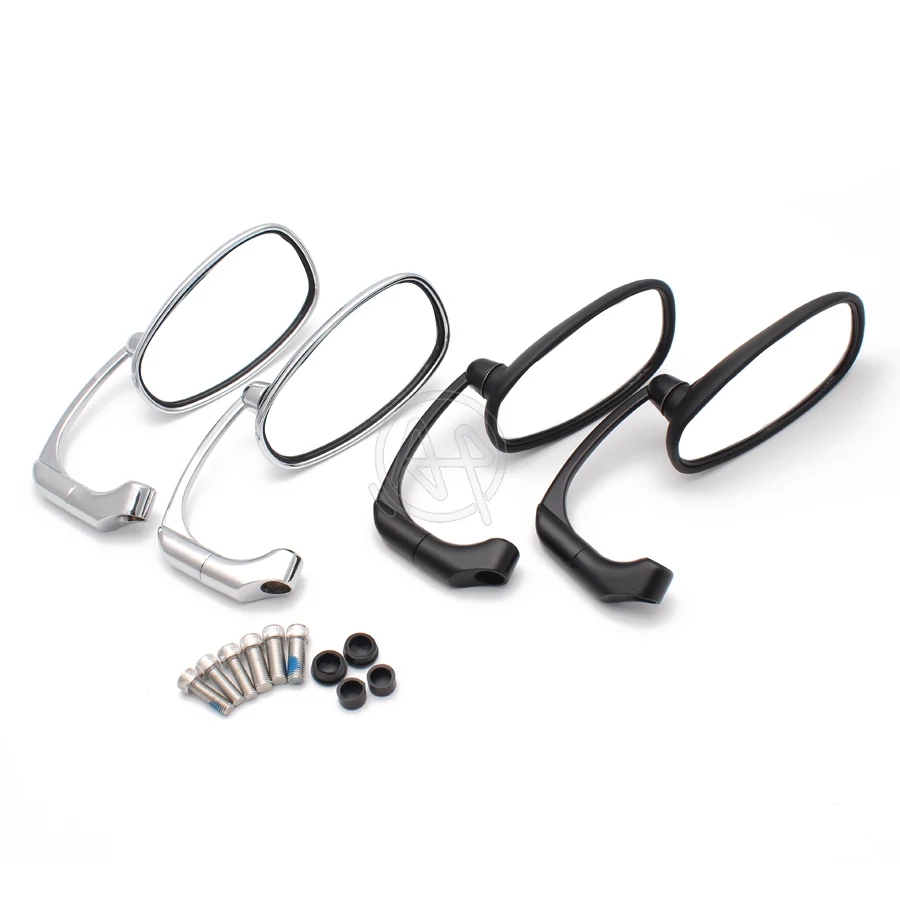 Motorcycle Chrome/Black Aluminum+Plastic Retro Clear Lens Rearview Side Mirrors Universal For Honda CG125 Cafe Racer Custom