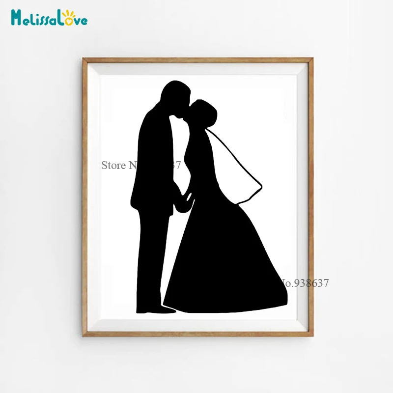 Love Sticker Get Married Wedding Kiss Sweetheart Couple Bride Groom Board Stickers Wall Decor Wedding Room Bedroom Decal CL262