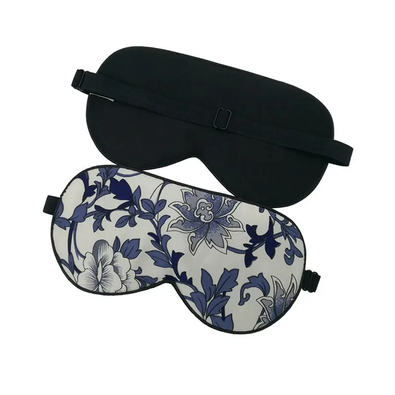 100% Pure Silk Sleep Eye Mask Floral Printed Silk Eye Cover Shade Super Smooth Blindfold Travel Relax Aid Adjustable Multicolor