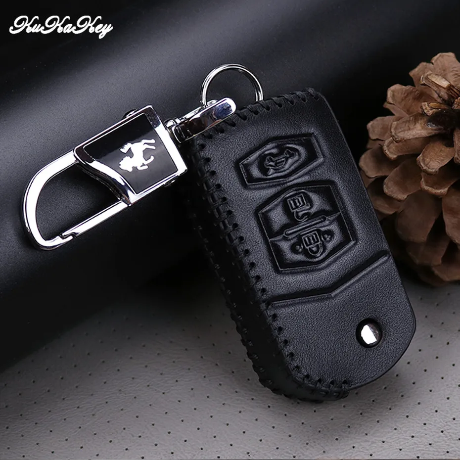 Leather Car Key Cover Keychain For Mazda 2 3 5 6 8 Atenza CX5 CX-7 CX-9 MX-5 RX MPV RX8 Axela 2003 2004 2005 2006 2007 2008 2009