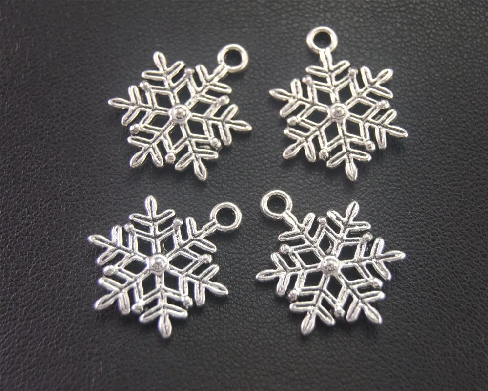 30pcs  Silver Color Christmas Snowflake Charm Pendant DIY Necklace Bracelet Bangle Findings 23X17mm A2007