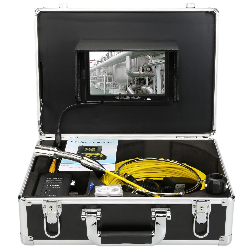 20M Fiberglass Cable 7 Inch TFT Color Sewer Pipe Inspection Snake Video Camera System With 12Pcs LED Lights 23MM Camera Head