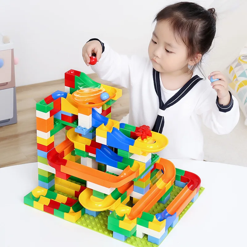 Stacking Blocks Large Particle Assembly Pipeline Early Learning Building Block Toys Play on the Slide Birthday Gift for Kid Baby