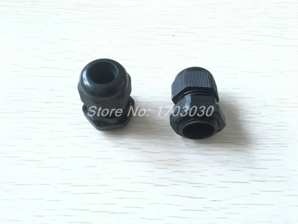 M20 20mm Thread Black Plastic Waterproof 6-12mm Dia Cable Gland 20 Pcs