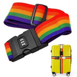 1.7m baggage Belt Travel Rainbow Adjustable Luggage Suitcase Strap with Coded Lock Secure Lock Safe Belt Strap