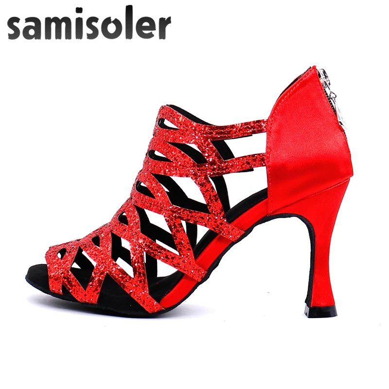 Samisoler New Glitter Cut-Outs women latin dance shoes tango jazz dance shoes salsa Ballroom Fashion shoes dance 5CM-10CM
