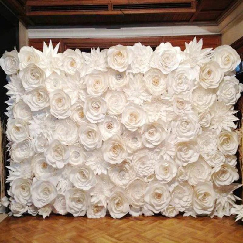 128PCS SET Gaint Wedding Paper Flowers Wall Handmade DIY Mix flowers as Wedding Backdrop Deco 2.5X3 meters