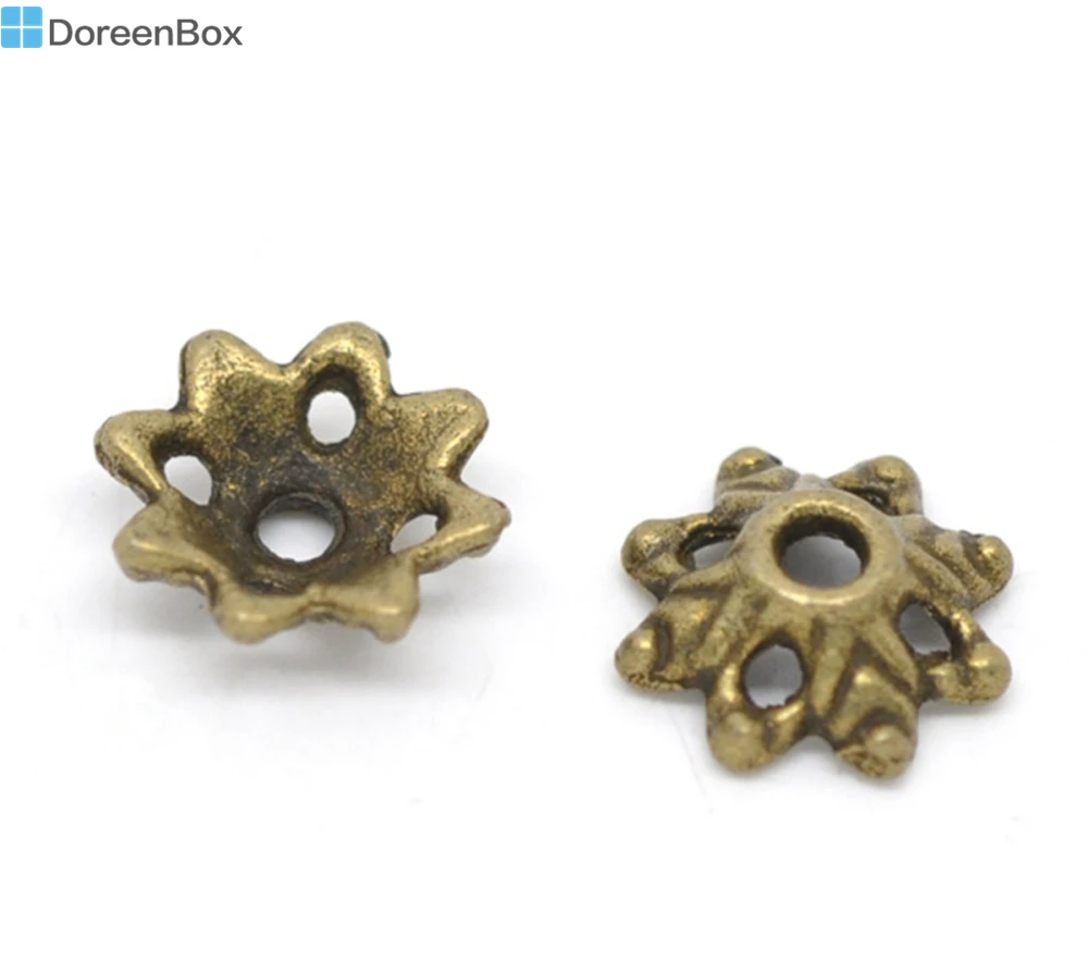 Doreen Box Lovely 150 Bronze Tone Flower Bead Caps Findings 8x3mm (B14479)