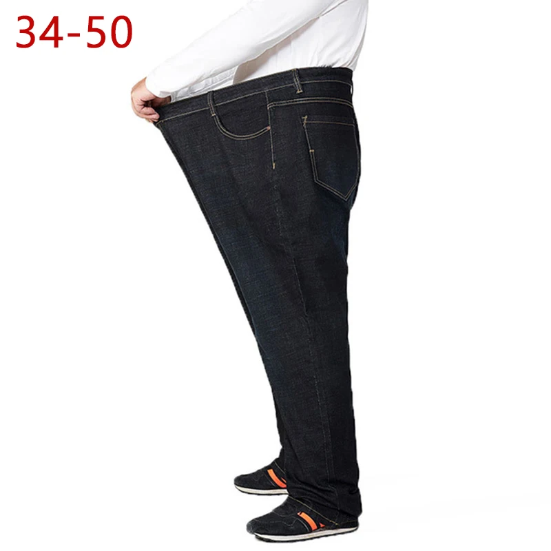 

34-50 Large Size Man Jeans Spring Autumn High Waist Straight Trousers Male Fashion Jeans Classic Loose Cotton Jeans HLX30