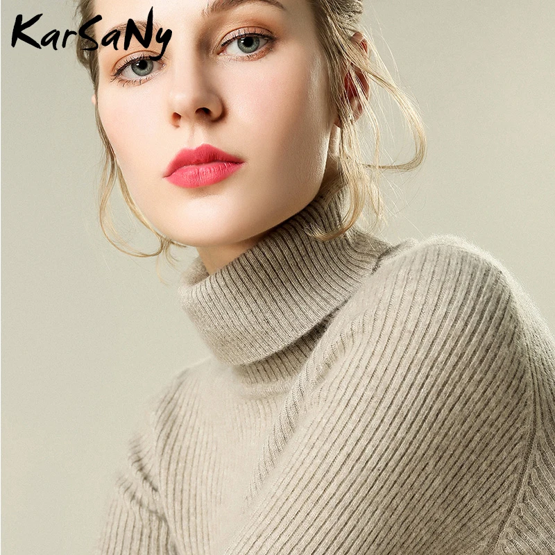 KarSaNy Jumper Women Turtleneck Sweater Knitwear Thick Winter Women\'s Turtleneck Pullover Sweater Yellow Sweaters Female 2019