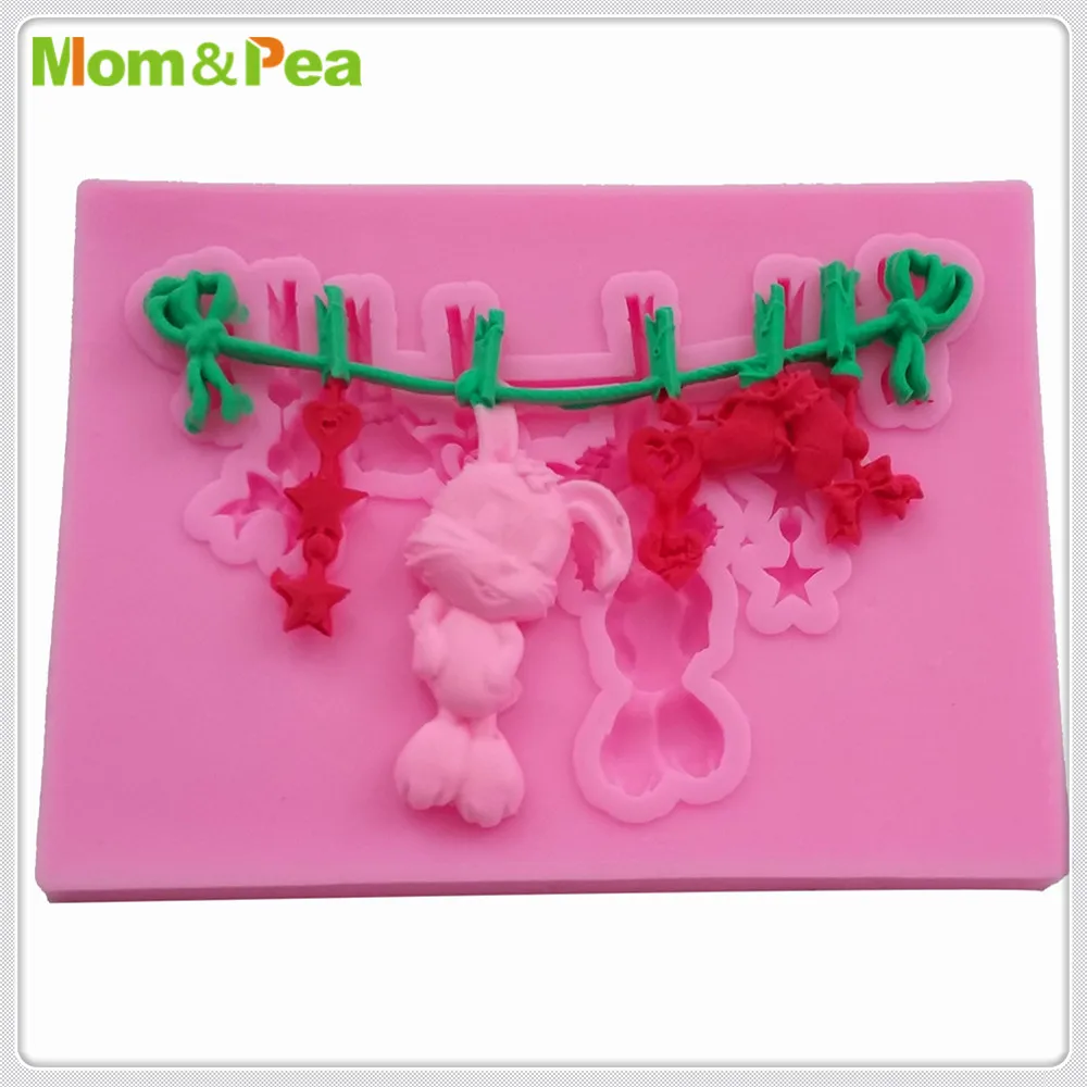 Mom&Pea MPA1606 Rabbit Toy Silicone Mold Sugar Paste 3D Fondant Cake Decoration