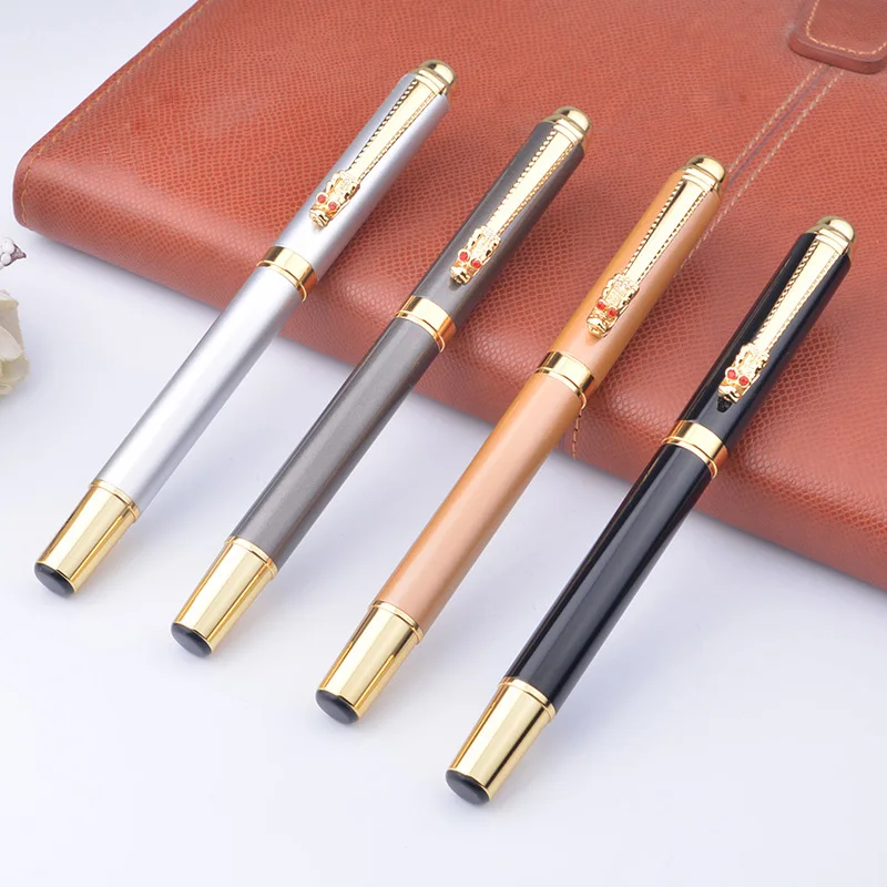 1 Pcs Noble Gold Dragon Rollerball Pen Luxury Metal Ballpoint Pens with 0.5 Mm Black Refill Office Stationery Gift Pen