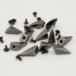 10PCS 10*20mm Gun-black Punk Rock DIY Studs Rivets Horn Shark Fin Screwback Spikes Decoration Metal Bullet tachuelas para ropa