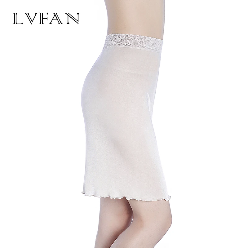 Solid Summer Ladies Skirt Bottoming Silk Knit Lace Nightwear Anti-Lighting Lining Skirt Female Breathable Nightdress  LVFAN K019