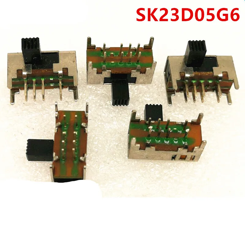 

300pcs DC 50V 0.5A DP3T 2P3T PCB Mini Horizontal Slide Switch SK23D05-G6 (SK23D08-G6) 8 Pin 3 Positions