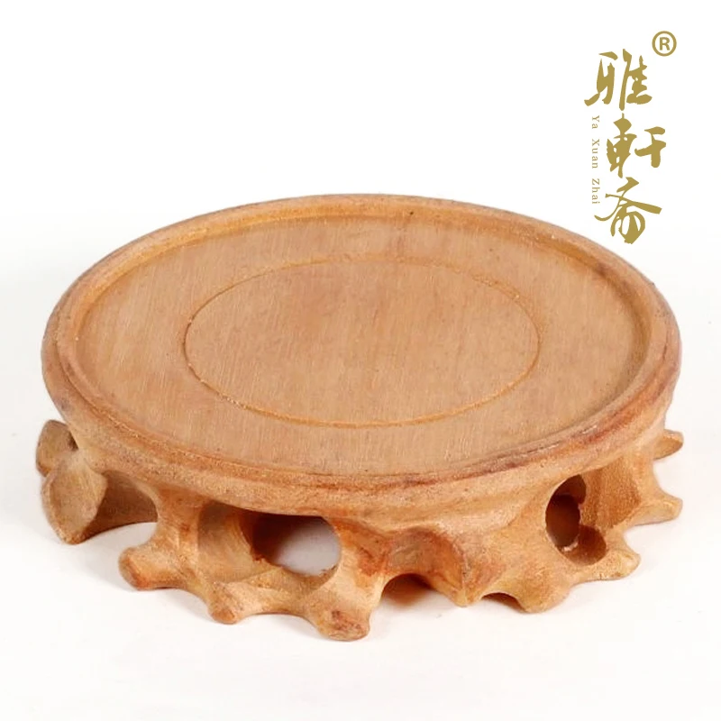 [] jade stone carving rosewood Zhai Gallery base decoration crafts teapot base circular vase flowerpot base