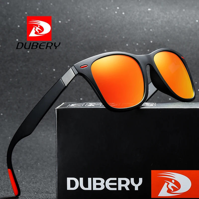 DUBERY Brand Design Polaroized Sunglasses For Men Sport Driving Sun Glasses Men Square Personality Color Mirror Luxury Oculos